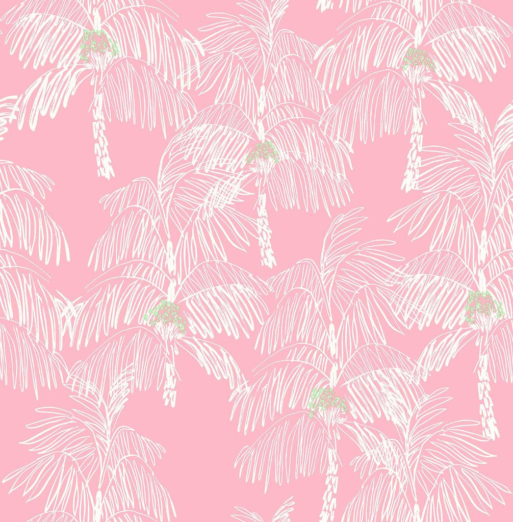 Seabrook Palm Beach Pink Wallpaper