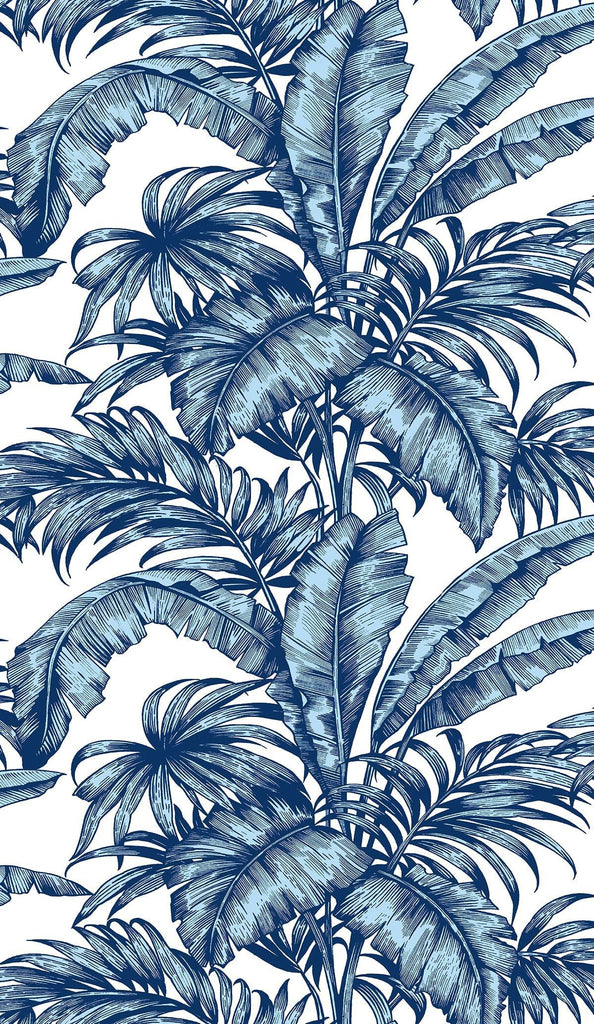 Seabrook Palm Jungle Marine Blue Wallpaper