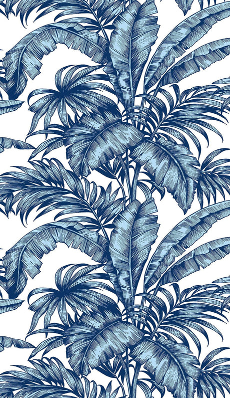 Seabrook Palm Jungle Blue Wallpaper
