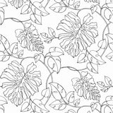 Seabrook Tropical Linework White Wallpaper