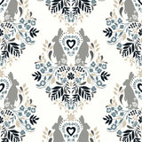 Seabrook Spring Damask Bluestone & Grey Wallpaper