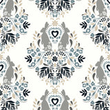 Seabrook Spring Damask Grey Wallpaper