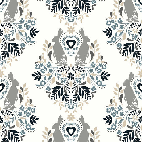 Seabrook Spring Damask Grey Wallpaper