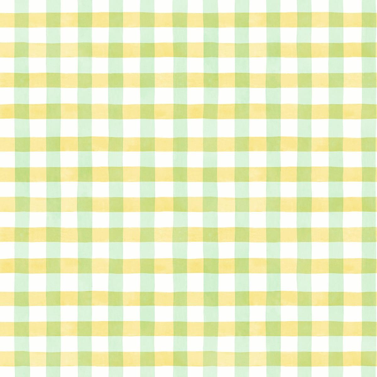 Seabrook Spring Plaid Lemon Lime Wallpaper