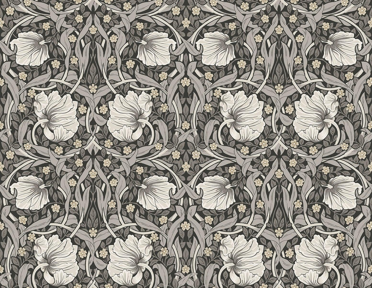 Seabrook Pimpernel Floral Charcoal & Pearl Grey Wallpaper