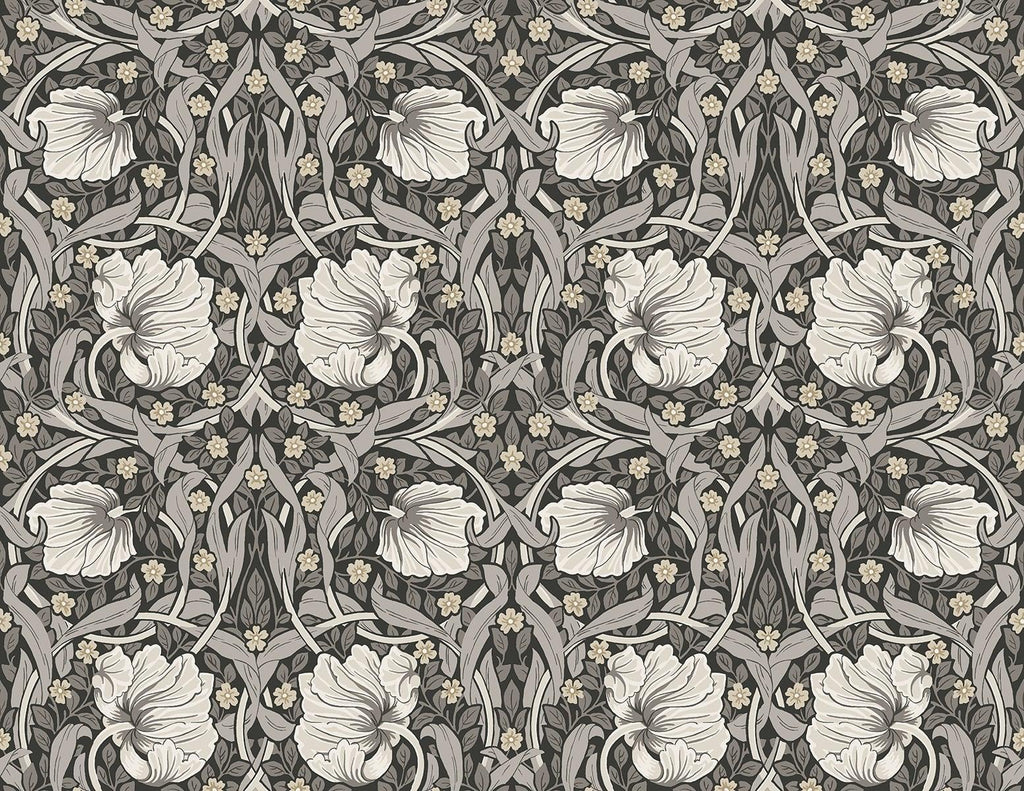 Seabrook Pimpernel Floral Charcoal & Pearl Grey Wallpaper