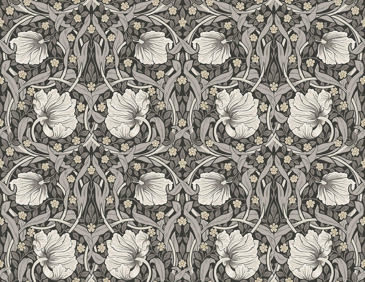 Seabrook Primrose Floral Black Wallpaper