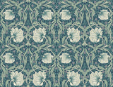 Seabrook Pimpernel Floral Teal & Sandstone Wallpaper