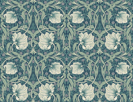 Seabrook Pimpernel Floral Teal & Sandstone Wallpaper