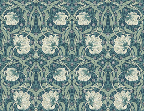 Seabrook Primrose Floral Teal Wallpaper