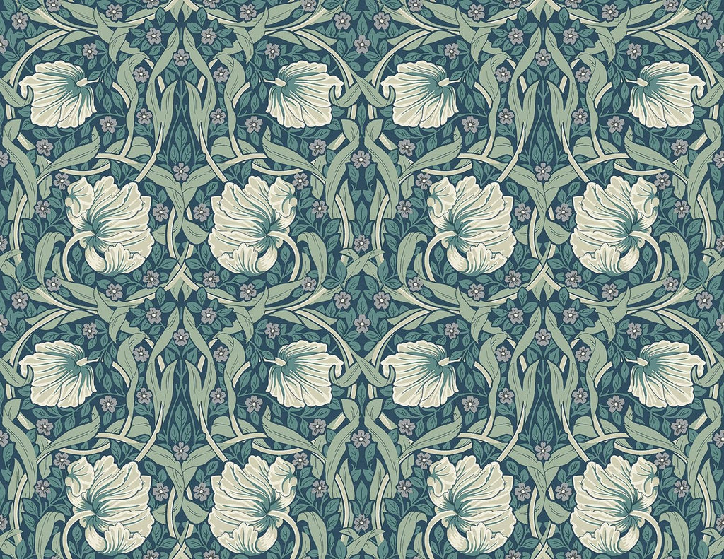 Seabrook Primrose Floral Teal Wallpaper