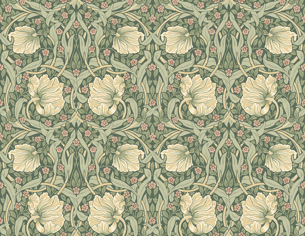 Seabrook Primrose Floral Green Wallpaper