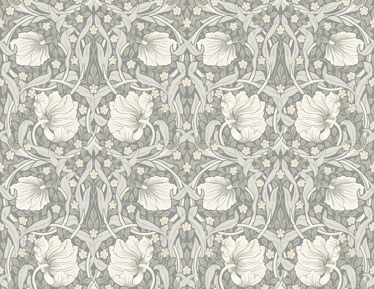 Seabrook Primrose Floral Grey Wallpaper
