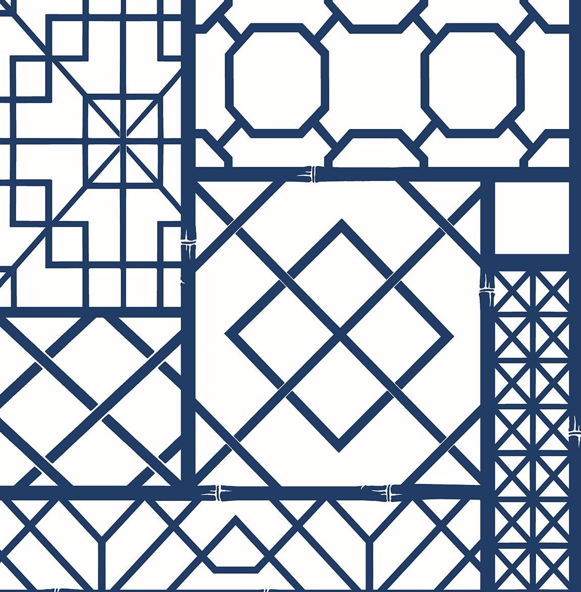 Seabrook Garden Trellis Blue Wallpaper