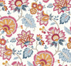 Seabrook Jacobean Blossom Floral Fandango Pink & Bluebird Wallpaper