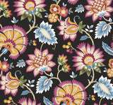 Seabrook Jacobean Blossom Floral Black Wallpaper