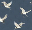Seabrook Cranes Denim Blue Wallpaper