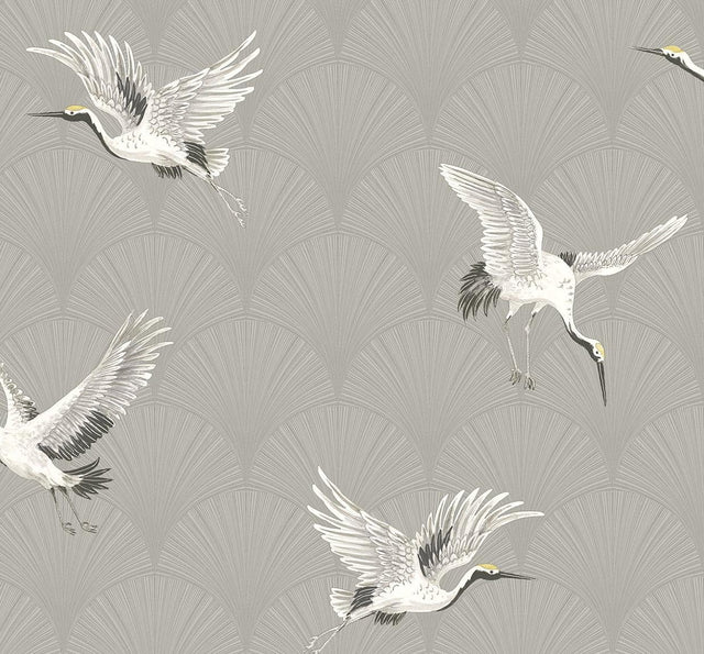 Seabrook Cranes Argos Grey Wallpaper