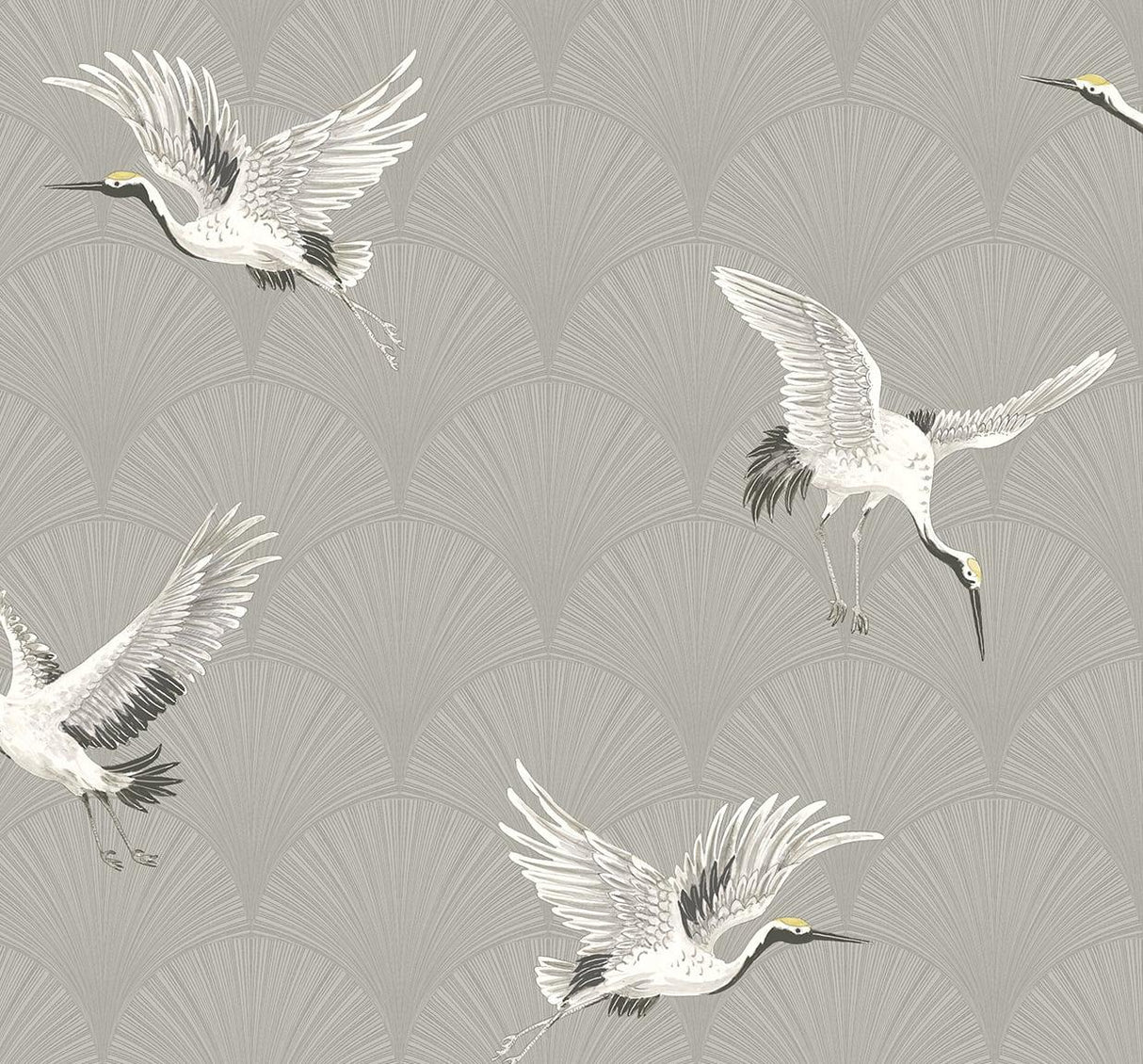 Seabrook Cranes Grey Wallpaper