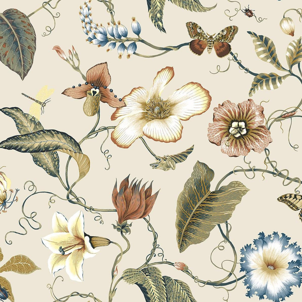Seabrook Summer Garden Floral Alabaster Wallpaper