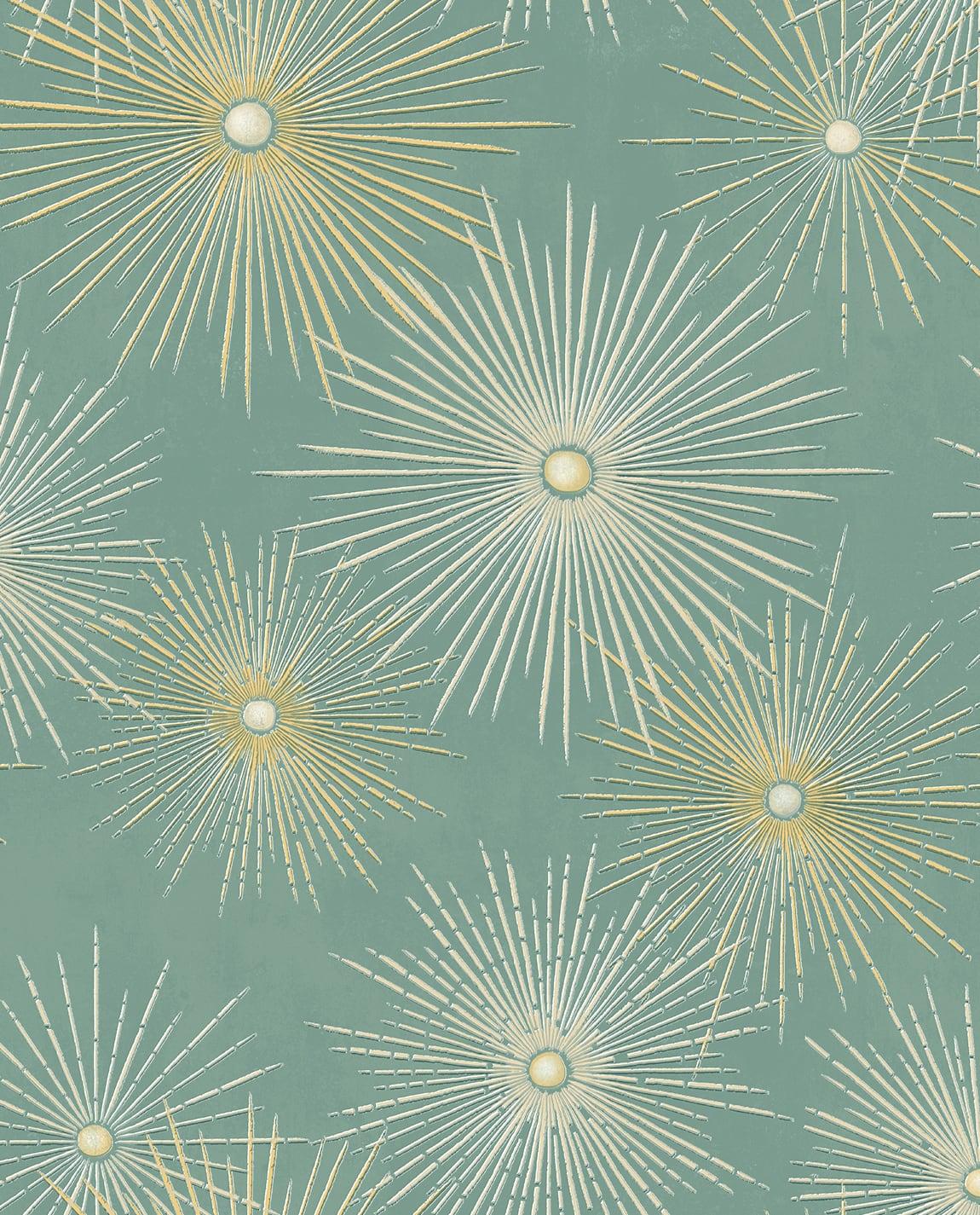 Seabrook Starburst Geo Teal Wallpaper