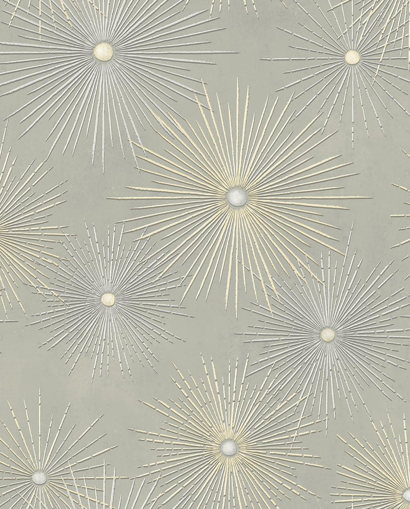 Seabrook Starburst Geo Grey Wallpaper