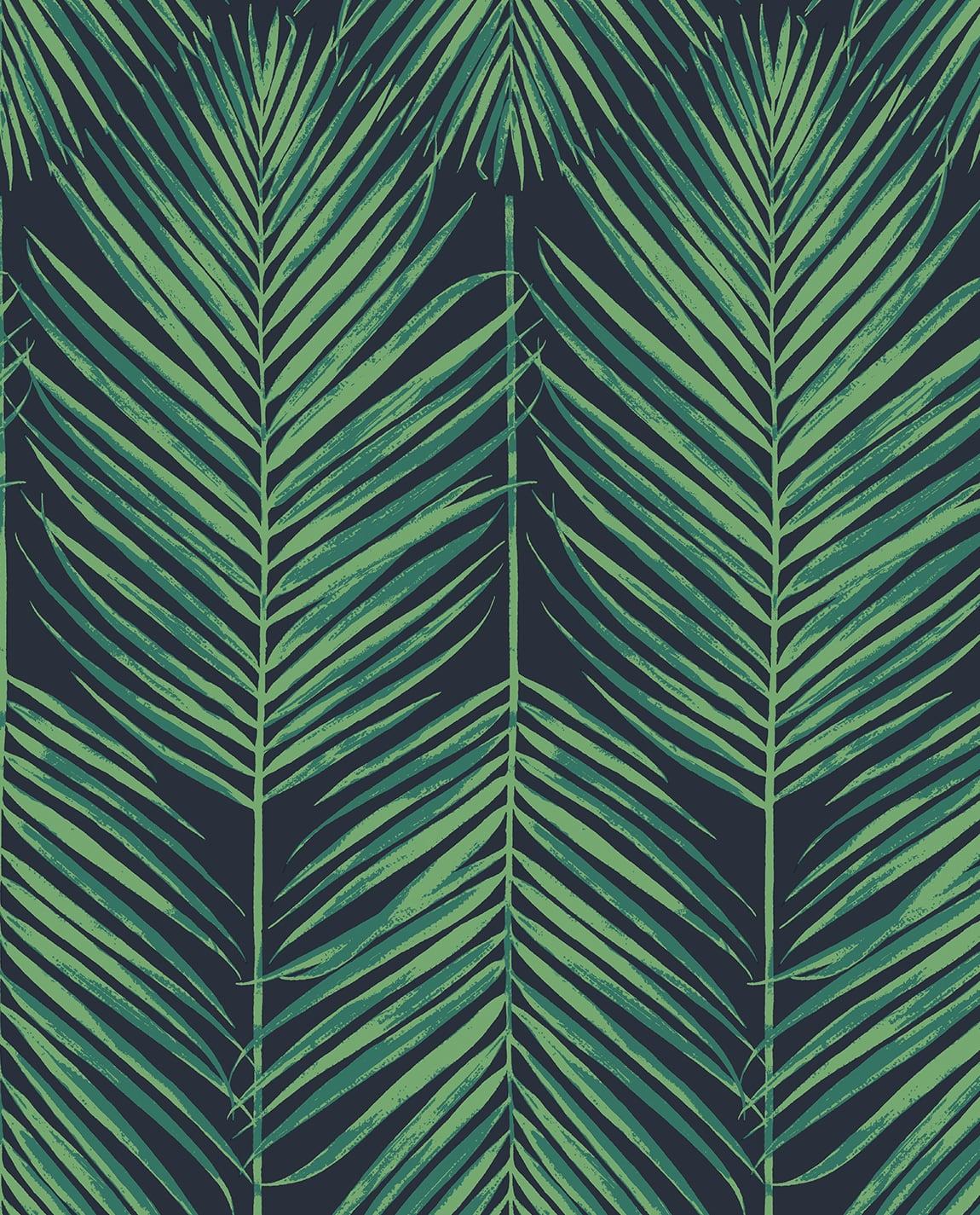 Seabrook Tropic Palm Blue Wallpaper