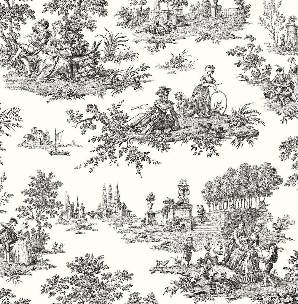 Seabrook Chateau Toile Inkwell Wallpaper