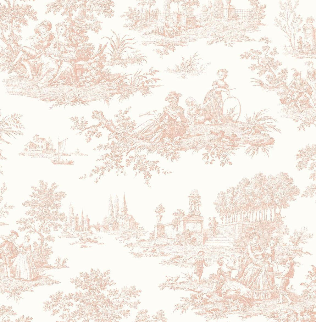 Seabrook Chateau Toile Blush Wallpaper