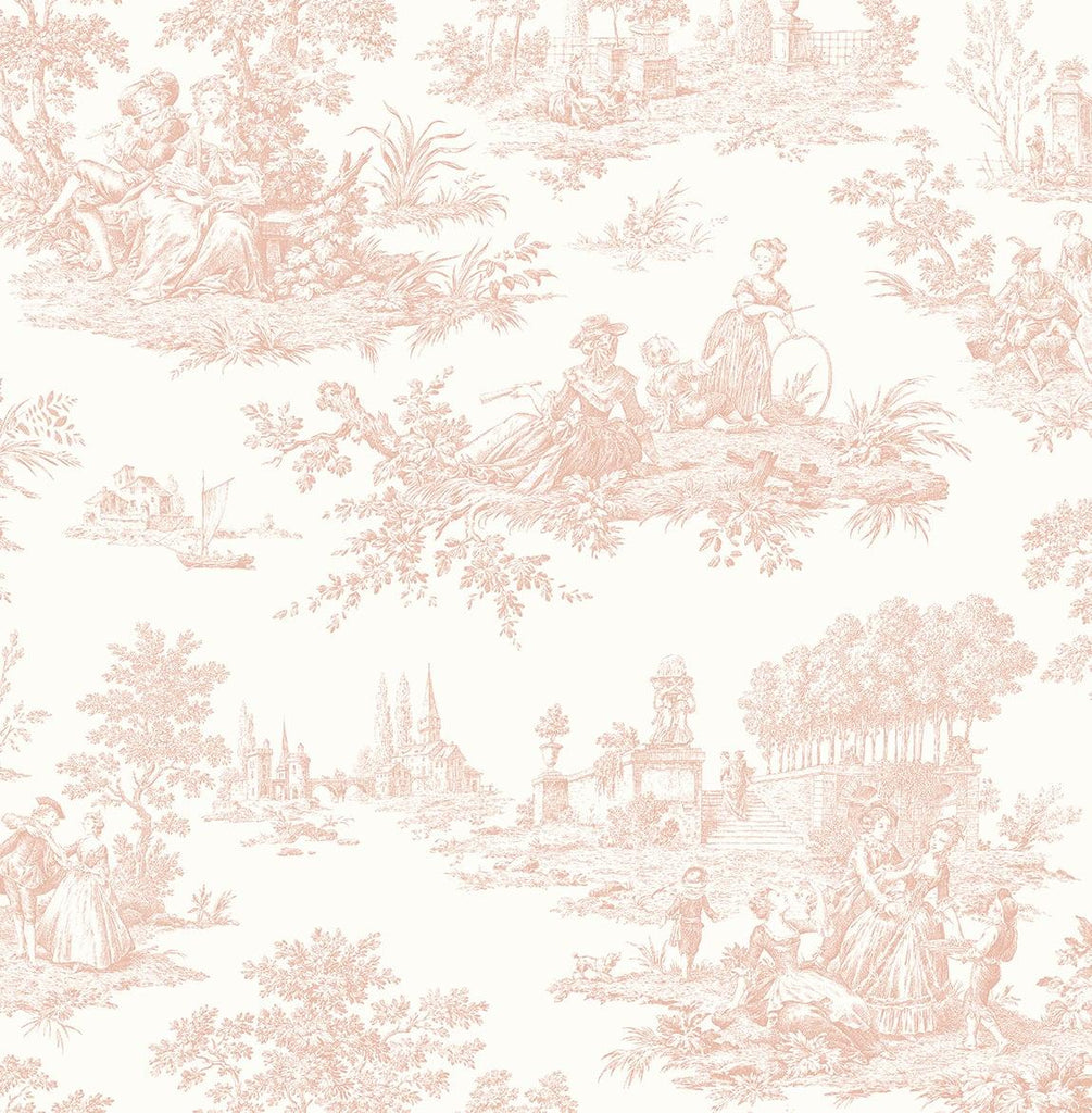 Seabrook Chateau Toile Pink Wallpaper