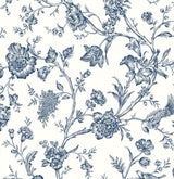 Seabrook Jasmine Chinoiserie Blue Wallpaper