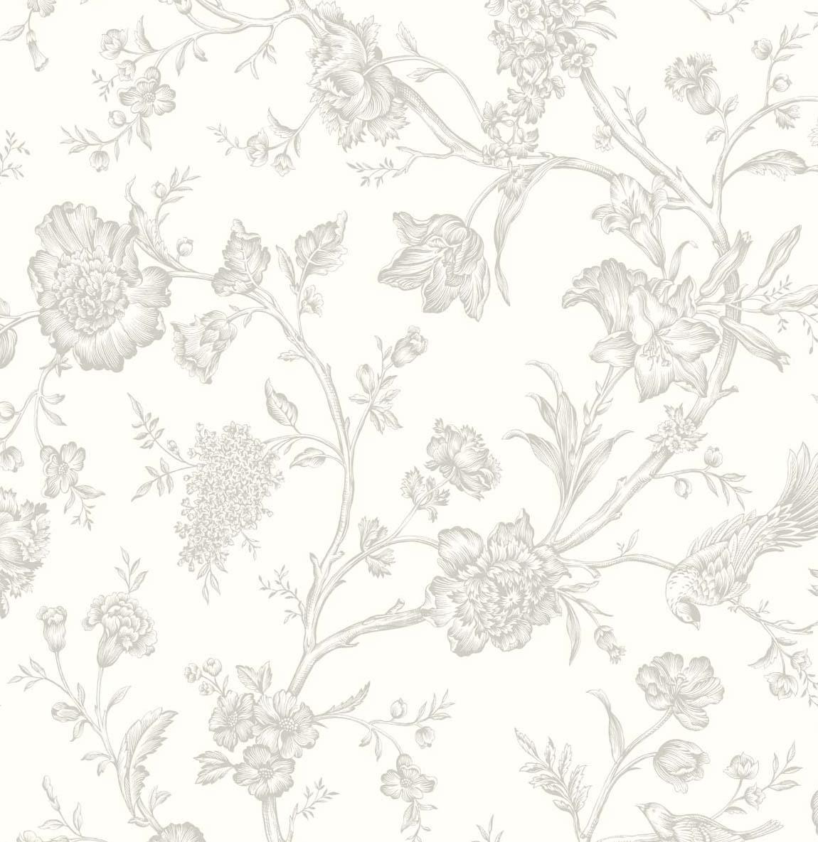 Seabrook Jasmine Chinoiserie Grey Wallpaper
