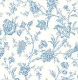 Seabrook Jasmine Chinoiserie Blue Wallpaper