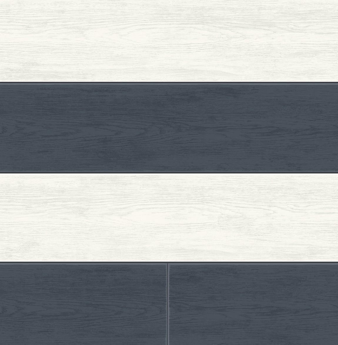 Seabrook Two Toned Shiplap Navy Blue Wallpaper