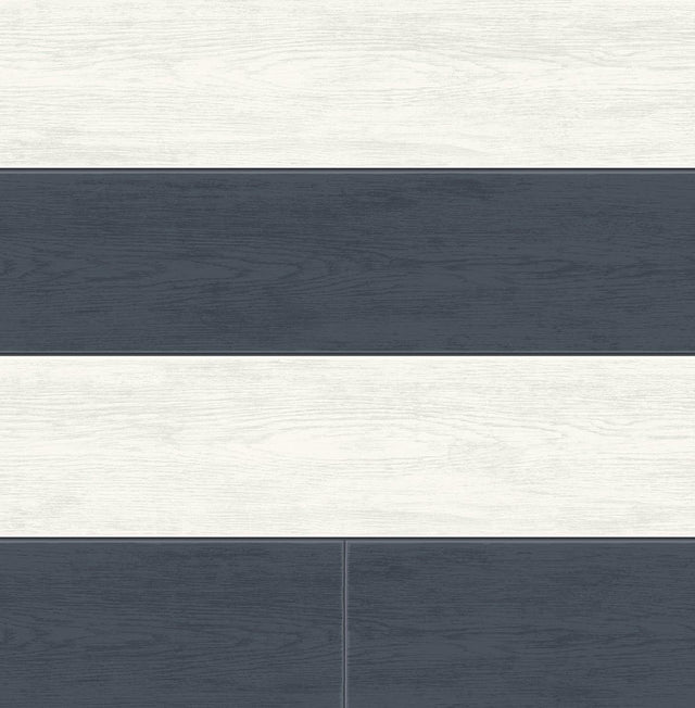 Seabrook Two Toned Shiplap Navy Blue Wallpaper