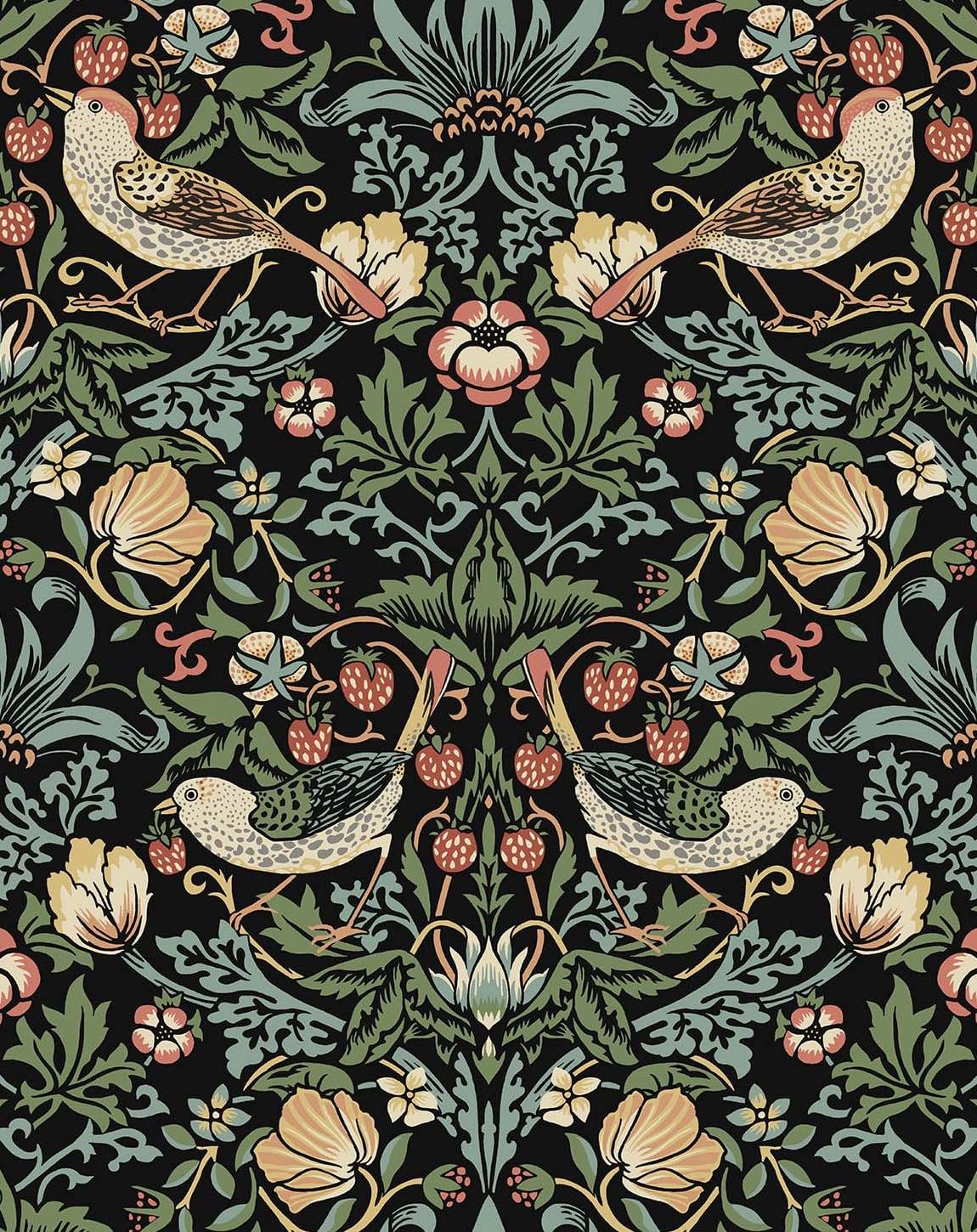 Seabrook Aves Garden Black Wallpaper