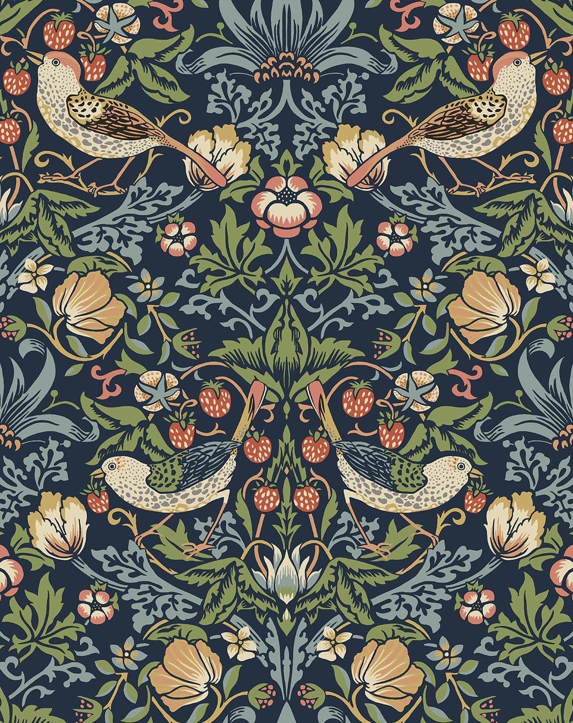 Seabrook Aves Garden Midnight Blue Wallpaper