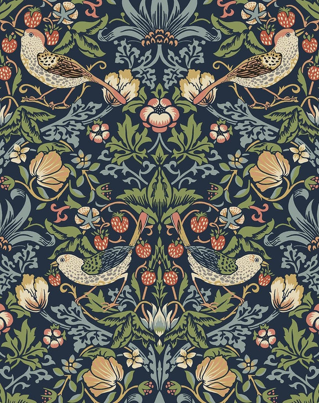 Seabrook Aves Garden Midnight Blue Wallpaper