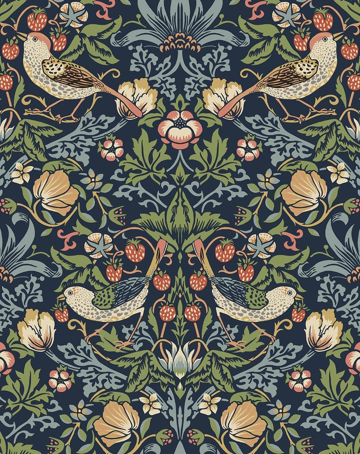 Seabrook Aves Garden Blue Wallpaper