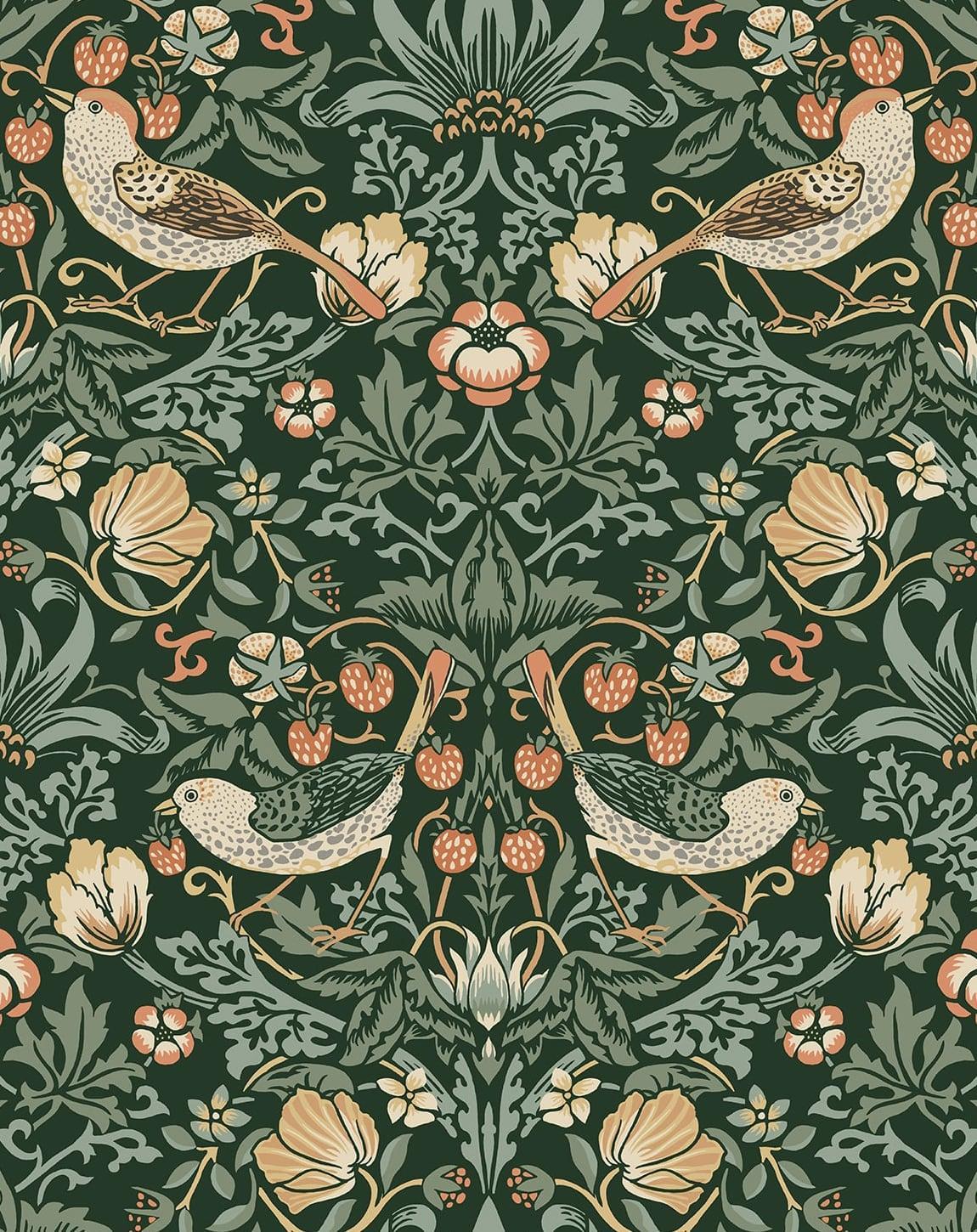 Seabrook Aves Garden Forest Green Wallpaper