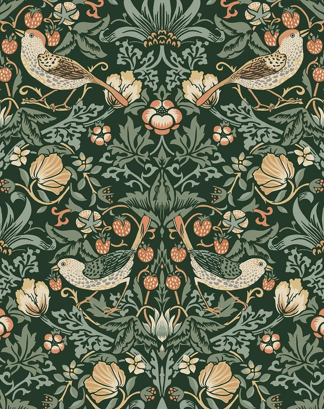 Seabrook Aves Garden Forest Green Wallpaper