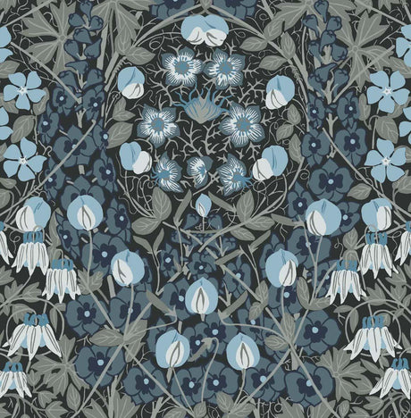 Seabrook Tulip Garden Bluestone Wallpaper