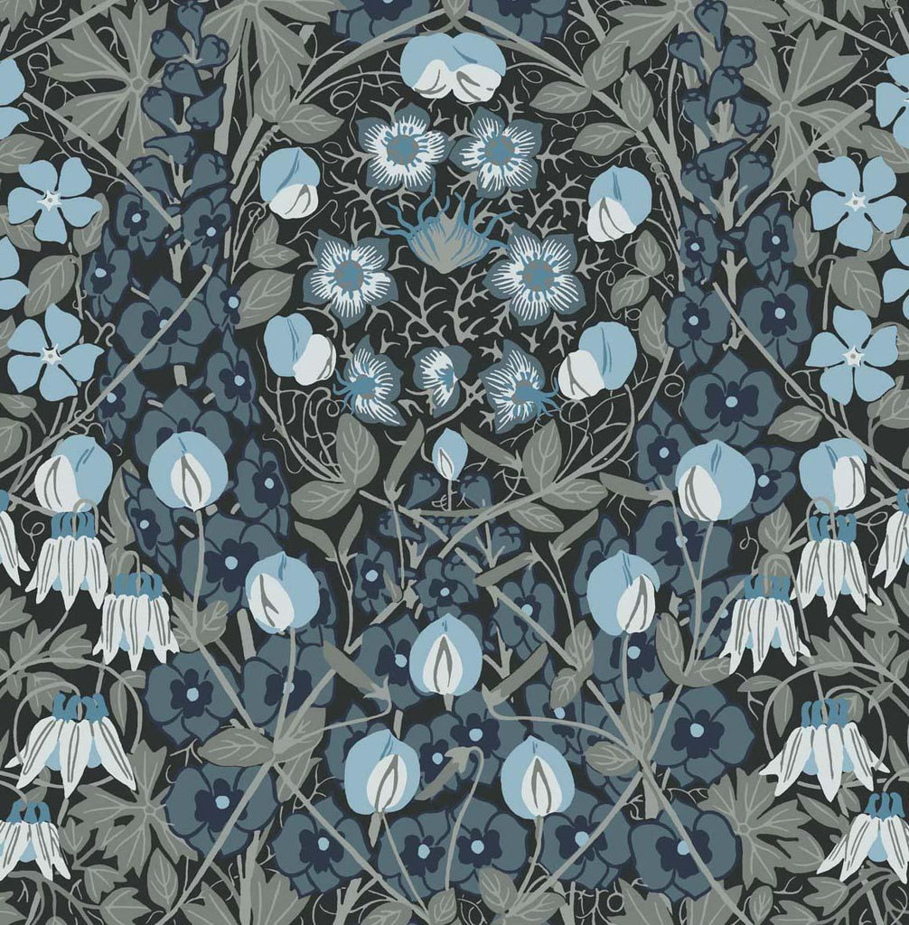 Seabrook Tulip Garden Blue Wallpaper