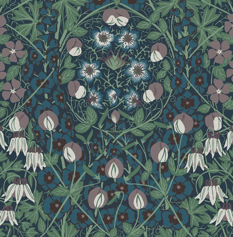 Seabrook Tulip Garden Deep Ocean & Purple Haze Wallpaper