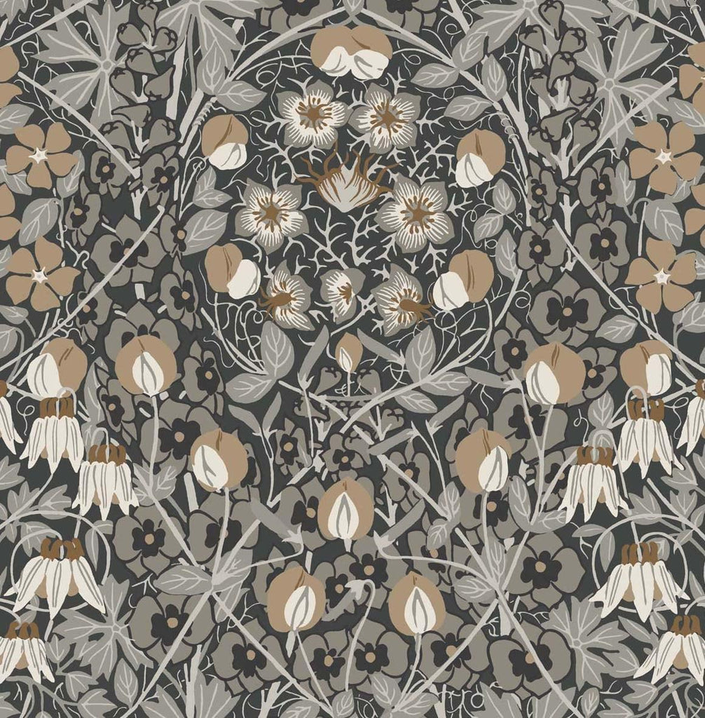 Seabrook Tulip Garden Wrought Iron & Chamois Wallpaper