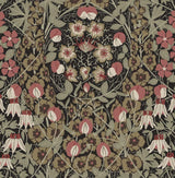 Seabrook Tulip Garden Ebony & Red Clay Wallpaper