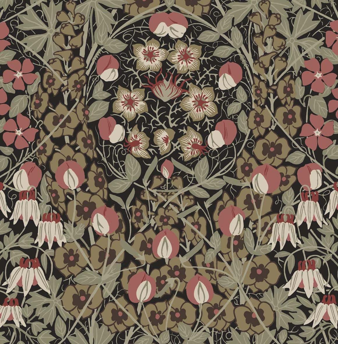 Seabrook Tulip Garden Black Wallpaper