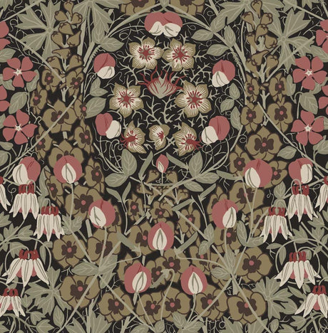 Seabrook Tulip Garden Black Wallpaper