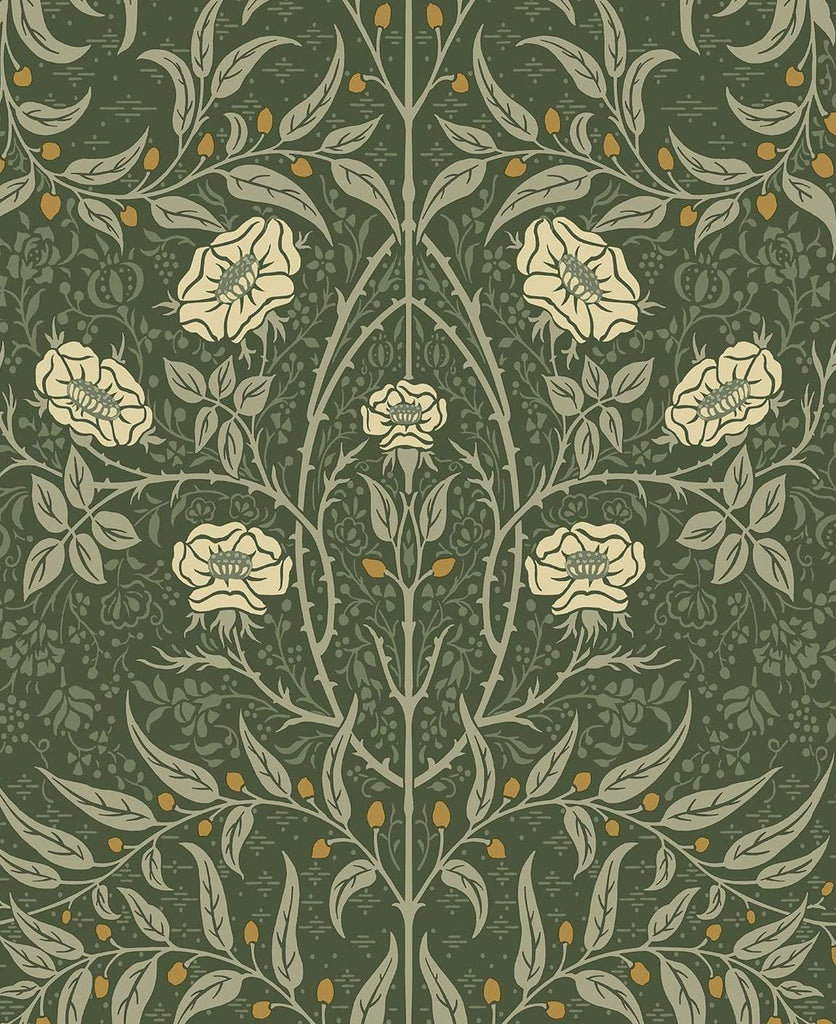 Seabrook Stenciled Floral Green Wallpaper