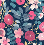 Seabrook Garden Dance Navy & Magenta Wallpaper
